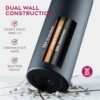FineDine Triple Walled, Insulated Water Bottles with Straw - 25 Oz Stainless Steel Metal Bottle W/ 3 Leak Proof Lids - For Travel, School, Sports, Gym/Men, Women & Kids - Inky Raven Black - Image 5