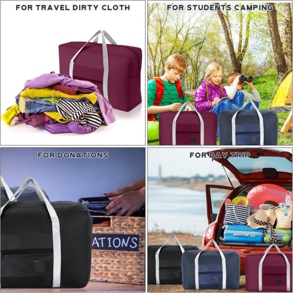 Sweetude 36 Pcs Foldable Travel Duffel Bag Bulk Carry Luggage Bag with Trolley Sleeve, Waterproof Bag Lightweight Weekender Bag for Homeless Donations Sport, Gym, Vacation - Image 5