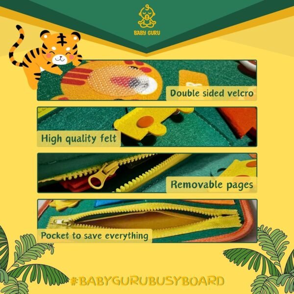 BABY GURU Busy Board, Toddler Busy Board, Montessori Toys for 1 2 3 4 Year Old, Educational Sensory Board Activities for Learning Fine Motor Skills, Gifts for Girls Boys, Travel Toys for Airplane Car - Image 4
