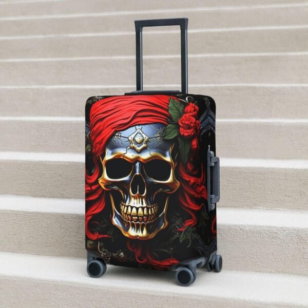 Travel Luggage Cover Pirate Skull Suitcase Covers for Luggage Fashion Suitcase Protector Fits 18-32" Luggage, Black, L, Luggage Set - Image 6