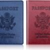 Passport Holder 2Pcs, Passport Cover Wallet Case for Women Men Family, Passport Book Holders Travel Must Haves Cruise Ship Essentials, Passport and Vaccine Card Holder Combo (Dark Blue & Wine red) - Image 8