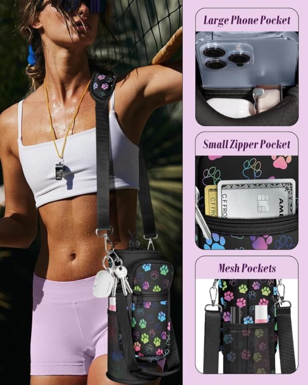 Water Bottle Holder Carrier Bag with Strap - Crossbody Sling for Walking with Phone Pocket Insulated for 32 24 oz - Image 4