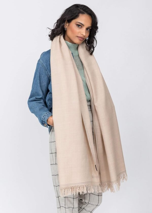 likemary Pashmina Shawls and Wraps for Women - Travel Blanket Scarf - Warm & Large Wool Wrap - Handmade Gift - Beige Fawn Scarf - Image 2