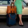 Badgley Mischka Julia Vegan Leather Tote Weekender Travel Bag (Tan) - Image 6
