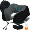 Adjustable Travel Pillow for Neck Support & Comfort, Lightweight Memory Foam Travel Neck Pillow for Sleeping - Washable & Breathable Plane Pillow for Traveling with Eyemask, Earplug & Carry Bag