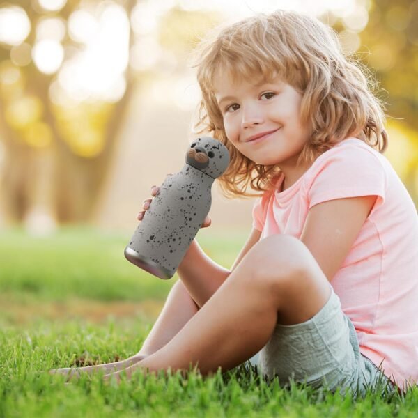 asobu Bestie Bottle Insulated Stainless Steel Water Bottle with Detachable Soft Animal Head Fun Drinking For Kids and Teens with Flexible Reusable Straw 16 Ounce (Seal White) - Image 8