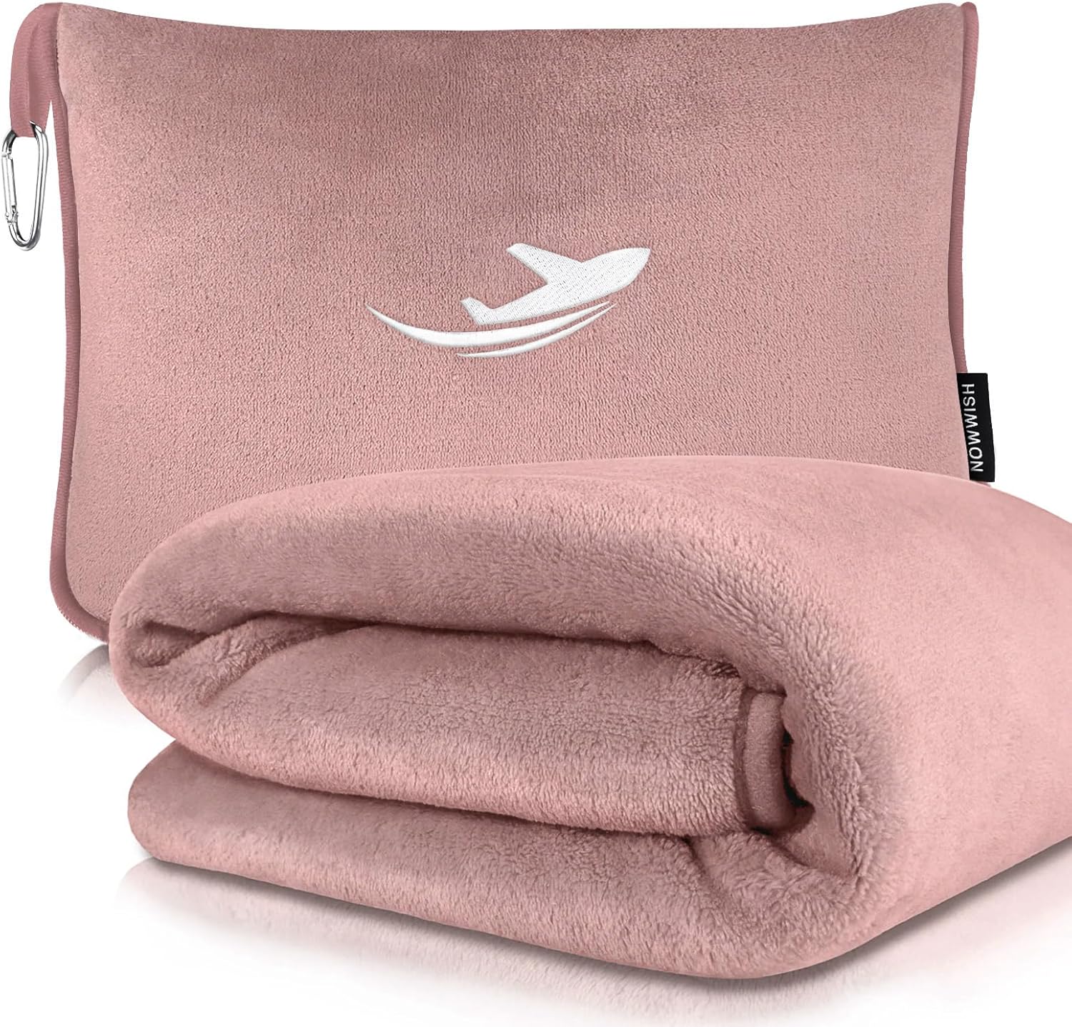 NOWWISH Travel Blanket Airplane Compact with Bag - Premium Soft 2 in 1 Airplane Blanket Pillow,Travel Essentials on Airplane, Camping, Car