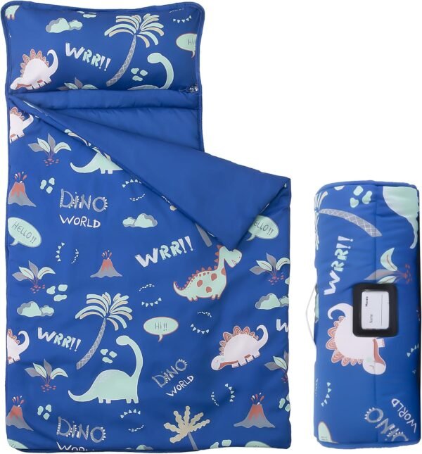 Morais Toddler Nap Mat with Removable Pillow and Blanket,Lightweight,Soft,Perfect for Kids Preschool, Daycare, Travel Sleeping Bag Boys and Girls