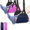 2-Pack Airplane Foot Hammock Travel Essentials, Portable Foot Hammock for Plane Travel, Memory Foam Foot Rest for Air Travel, Desk Foot Rest, Long Flight Must Haves for Women Men, Red+Blue