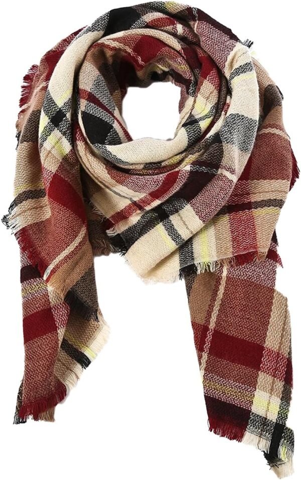 American Trends Womens Fall Winter Scarf Plaid Tassel Soft Warm Blanket Scarves Womens Shawl Wraps - Image 2