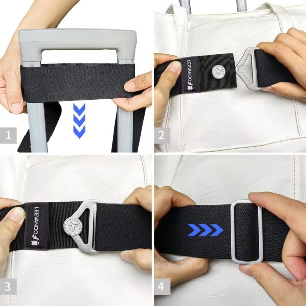 Travel Belt for Luggage Add a Bag Luggage Strap,2-in-1 Suitcase Strap Travel Accessories,Luggage Strap Carry On Luggage Elastic Adjustable Luggage Strap Airport Travel Accessories Black - Image 6