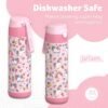 kids water bottle with straw - CHARLI - insulated stainless steel water bottle - thermos - girls/boys (Unicorn 'Mosaic', 18 oz) - Image 4