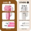 Water Bottle Carrier Bag with Phone Pocket for Stanley 40 oz Tumbler Neoprene Water Bottle Sling Sleeve Holder for Stanley Cup Accessories with 1 Straw Cover & 2 Straws & 1 Brushes (Pink) - Image 4