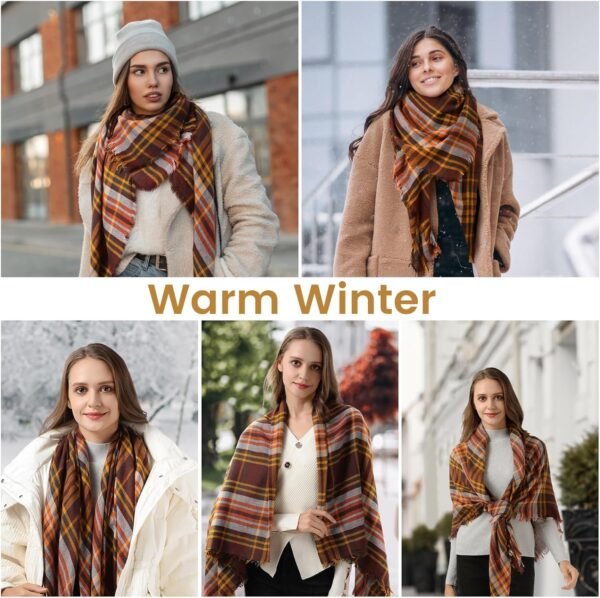 Premillow Scarfs for Women - Women's Winter Scarf, Fashion Blanket Scarf, Warm Plaid Scarfs Soft Large Wrap Shawl Scarves - Image 6