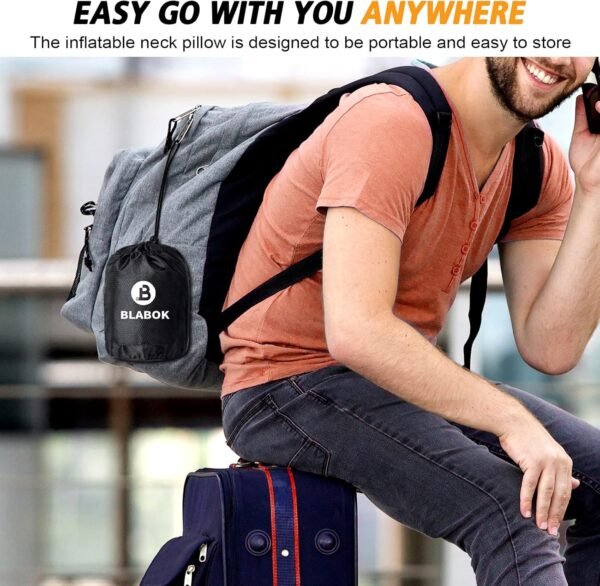 Inflatable Travel Pillow,Multifunction Travel Neck Pillow for Airplane to Avoid Neck and Shoulder Pain,Support Head,Neck,Used for Sleeping Rest, Airplane and Home Use,with Eye Mask, Earplugs,Gray - Image 7