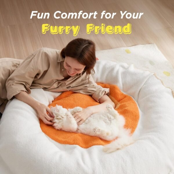 Bedsure Cute Egg Knit Throw Blanket Soft Warm Fuzzy Lightweight Travel Blankets Cozy All-Season Ivory Funny Blanket for Daughter Adults Students Teen Gifts Blanket 60x70 inch - Image 3