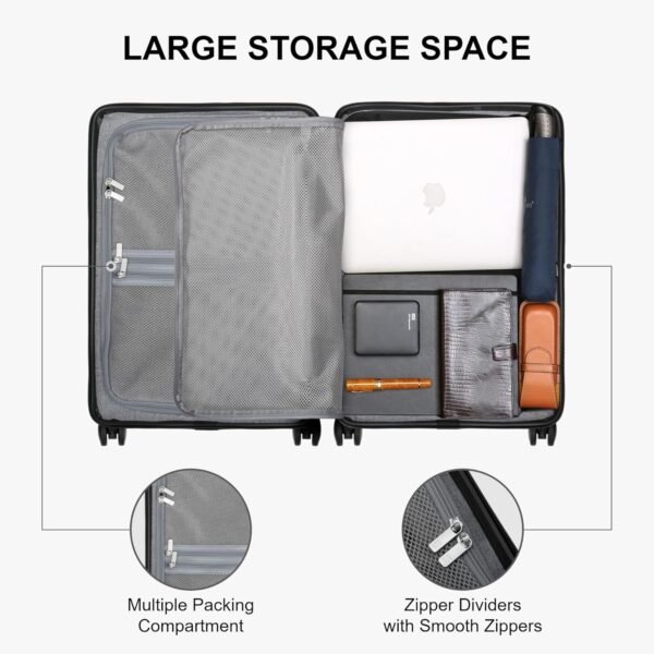 LEVEL8 Elegance Carry On Suitcase, 20 Inch Carry On Luggage with Wheels, Hardside Large Suitcases with Wheels, Tsa Lock,20-Inch, Blue Grey - Image 6