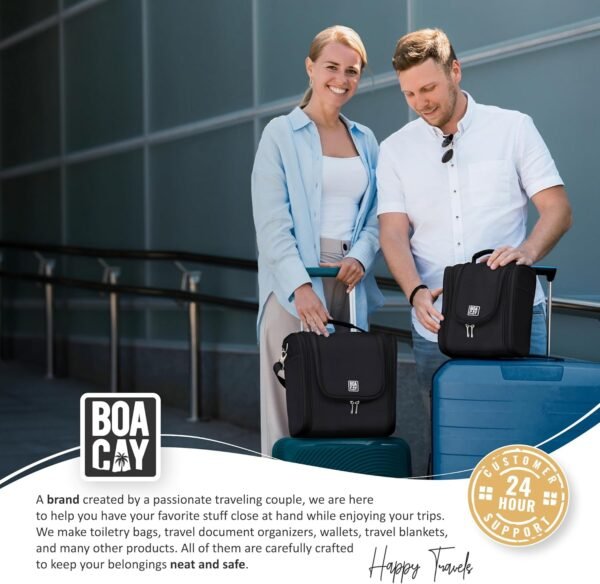 BOACAY Hanging Travel Toiletry Bag for Women and Men, Makeup Bag, Bathroom & Shower Organizer Kit for Accessories, Cosmetics, Travel Essentials - Image 9