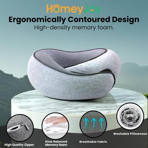 Travel Neck Pillows for Airplanes,360° Airplane Neck Pillow for Sleeping Travel Stability,100% Pure Memory Foam Airplane Pillow for Long Flight-Ideal for Travel & car - Image 7