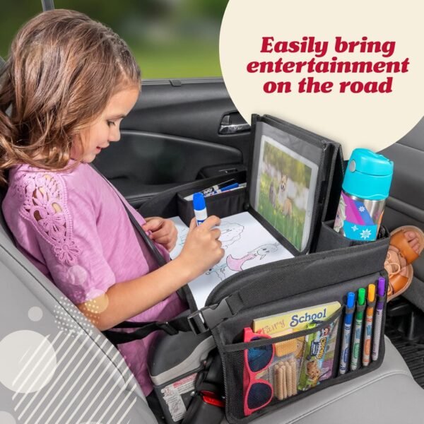 Lusso Gear Kids Travel Tray for Toddler & Kids Car Seat, Lap Tray for Airplane, Kids Travel Desk Essential Accessories, Table Tray for Road Trip Activities (Black) - Image 3