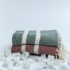 2 Pack Travel Cotton Blanket Twin Size Breathable Cozy Airplane Keep Warm Compact Vacation Essentials Car Camping Quick Dry Beach Sand Free Towel (Pine Green and Burgundy Red) - Image 9