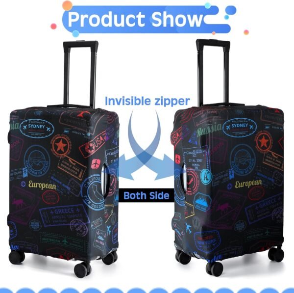 Sherr 3 Pieces Travel Luggage Cover Suitcase Protector Anti Scratch Suitcase Cover Washable Baggage Covers (Vintage Theme, Medium Size) - Image 4