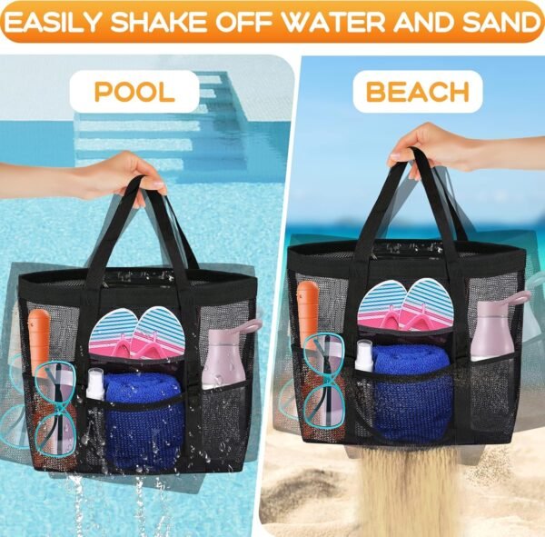 AURUZA Mesh Beach Bag Waterproof Sandproof Tote Bags Swimming Pool Bag Cruise Beach Essentials for Vacation Must Haves - Image 9