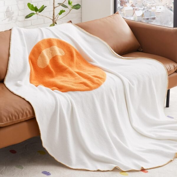 Bedsure Cute Egg Knit Throw Blanket Soft Warm Fuzzy Lightweight Travel Blankets Cozy All-Season Ivory Funny Blanket for Daughter Adults Students Teen Gifts Blanket 60x70 inch - Image 6