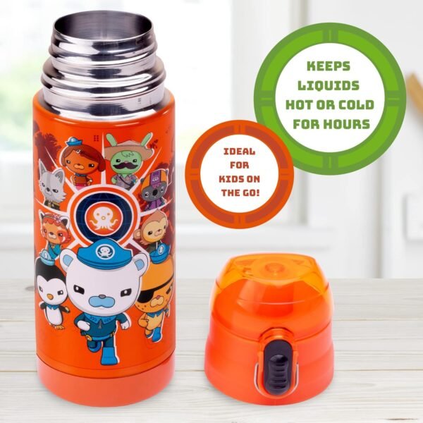 Octonauts Above & Beyond Orange Stainless Steel 13 oz Insulated Water Bottle for Kids - Spill Proof Lid, Easy to Use, Reusable - Keep Liquids Hot/Cold For Hours -Perfect for Travel, School, On-The-Go - Image 3