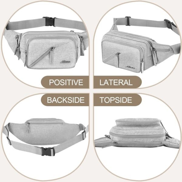 Fanny Pack Waterproof Waist Bag Pack Men Women Hip Bum Bag With Water Bottle Holder Adjustable Strap Suitable For Outdoors Workout Traveling Hiking Cycling Dog Walking Pouch Bag(Grey) - Image 4