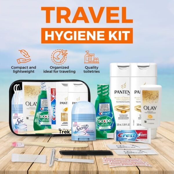 TrekTote 15-Piece Travel Toiletry Convenience Kit - Personal Care Travel Hygiene Essentials Bag with Women Toiletries. TSA-Approved Travel Size Kit For Women with Essential Toiletries. - Image 2
