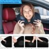 Travel Blanket and Pillow Set - Portable Inflatable Travel Neck Pillow and Premium Soft Airplane Blanket with Built-in Soft Bag, Neck Snaps, Zippered Pouch, and Hand Luggage Belt, 70" x 40" (Black) - Image 4