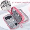 FYY Electronic Organizer, Travel Bag, Pouch, Carry Case Portable Waterproof Double Layers for Cable, Cord, Charger, Phone, Earphone Pink - Image 5