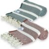 2 Pack Travel Cotton Blanket Twin Size Breathable Cozy Airplane Keep Warm Compact Vacation Essentials Car Camping Quick Dry Beach Sand Free Towel (Pine Green and Burgundy Red)