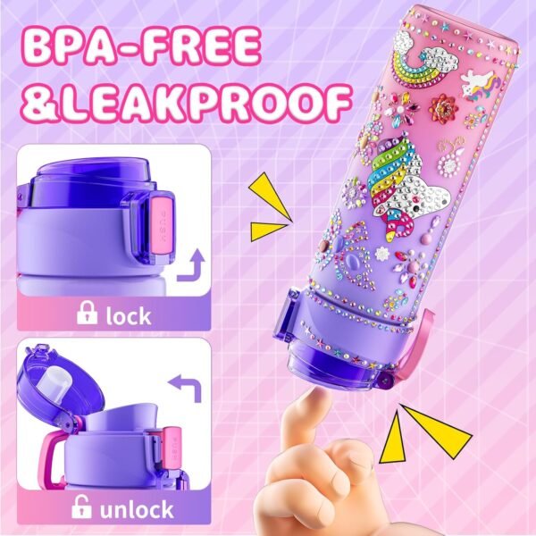 Gifts for Girls 4-12, Decorate Your Own Water Bottle Kits for Girls, Unicorn Diamond Painting Toys & Friendship Bracelet Kit, Fun Arts Crafts for Kids Ages 4-6-8-10, Birthday Gifts Toys for Girls - Image 5