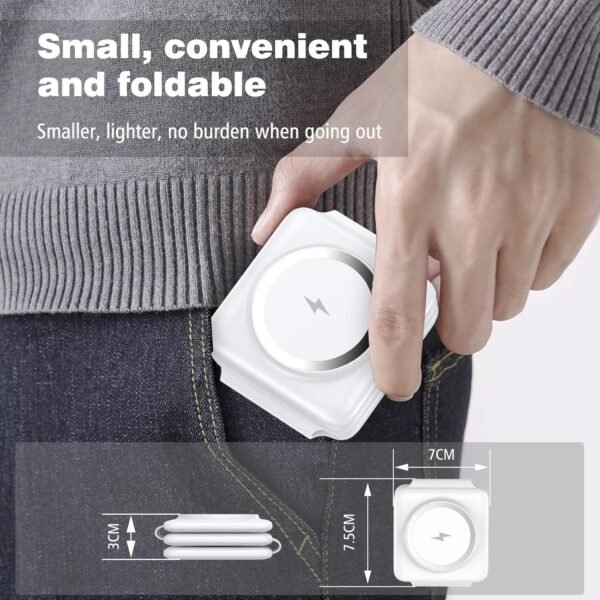 Charging Station for Apple Multiple Devices - 3 in 1 Foldable Magnetic Wireless Charger Dock - Travel Charging Pad for iPhone 16 15 14 13 12 Pro Max Plus Watch & Airpods - Image 2