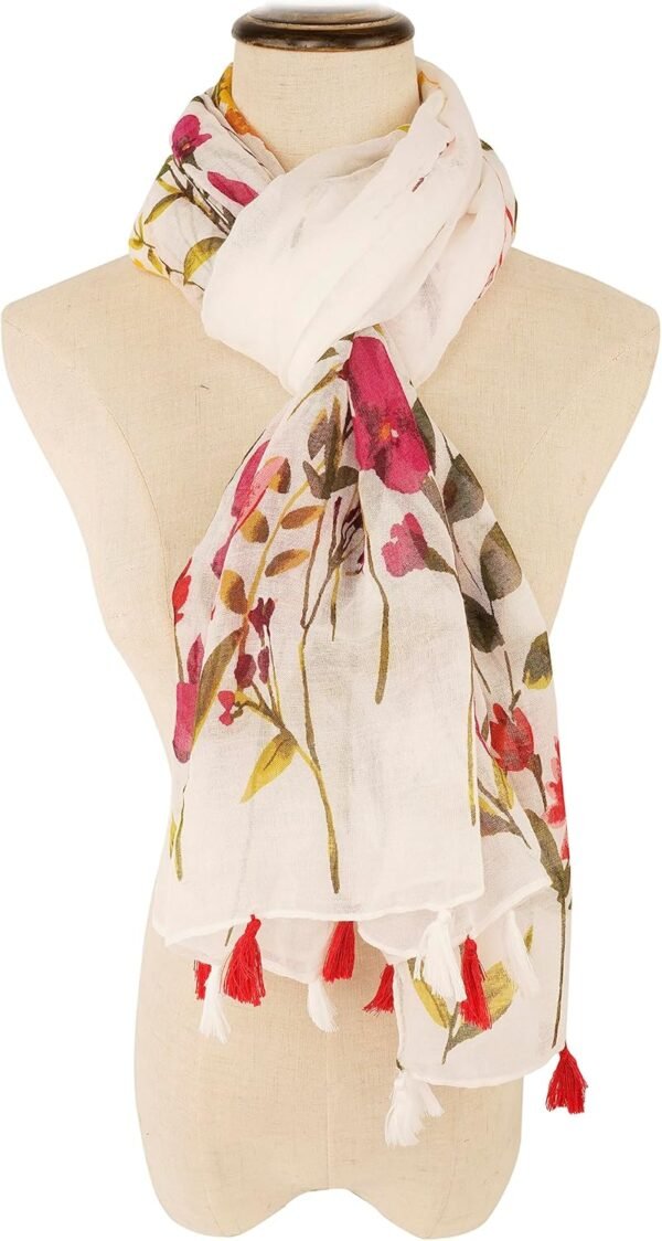 YOUR SMILE Large Boho Scarf for Women Lightweight Floral Printed Scarves Fall Winter Fashion Fringed Shawl wraps - Image 3