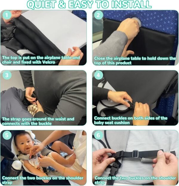 Toddler Airplane Seat Extender, Multipurpose Toddler Flight Sling Travel Bed, Comfort Baby Plane Foot Rest for Flying, Toddler Airplane Traveling Essentials - Fit Economy Seat - Image 6