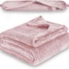 2 in 1 Travel Blanket, Soft Warm Blanket with Cozy Neck Pillow Case, Portable Blanket Set for Airplane, Camping, Car (Dusty Pink)