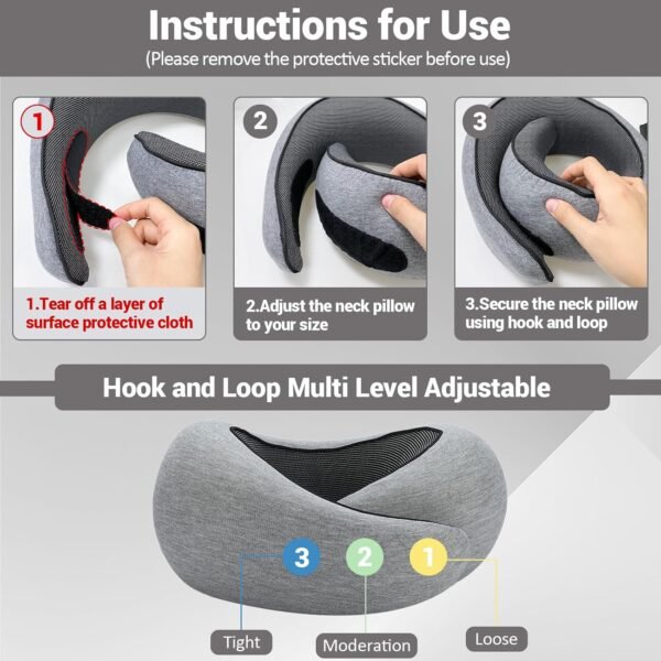 Outney™ Travel Pillow for Airplanes 2024 Veritable Chin Support Travel Neck Pillow 100% Pure Memory Foam Full Neck Surround Pillows for Traveling Flight Sleeping Portable Travel Essentials (Grey) - Image 2