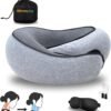 Travel Neck Pillows for Airplanes,360° Airplane Neck Pillow for Sleeping Travel Stability,100% Pure Memory Foam Airplane Pillow for Long Flight-Ideal for Travel & car