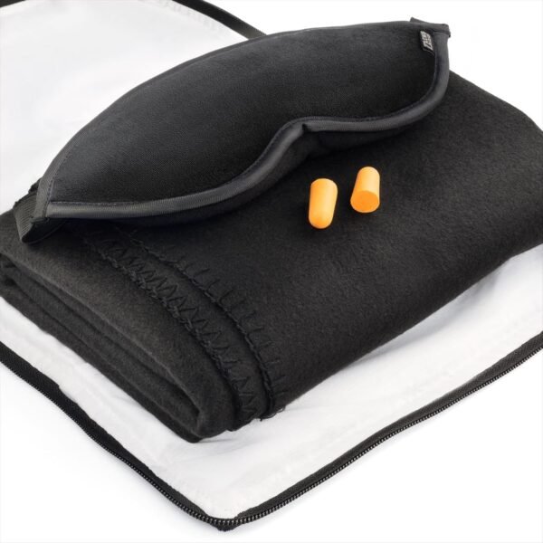 Lewis N. Clark Ultimate Comfort Set + Portable Travel Kit for Airplane, Includes Inflatable Pillow + Zippered Carrying Case, Cozy Fleece Blanket, Eye Mask for Sleeping & Foam Ear Plugs, Black - Image 6