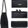 Classic Laptop Leather Tote Bag for 15 15.6 inch Notebook Computers Travel Carrying Bag with Smart Trolley Strap Design - Image 4