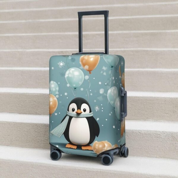 Travel Luggage Cover Penguin Balloon Snowflake Spandex Suitcase Protector Washable Baggage Covers Elastic Scratch-Resistant Luggage Cover Protector Fits 18-32 Inch Luggage - Image 6
