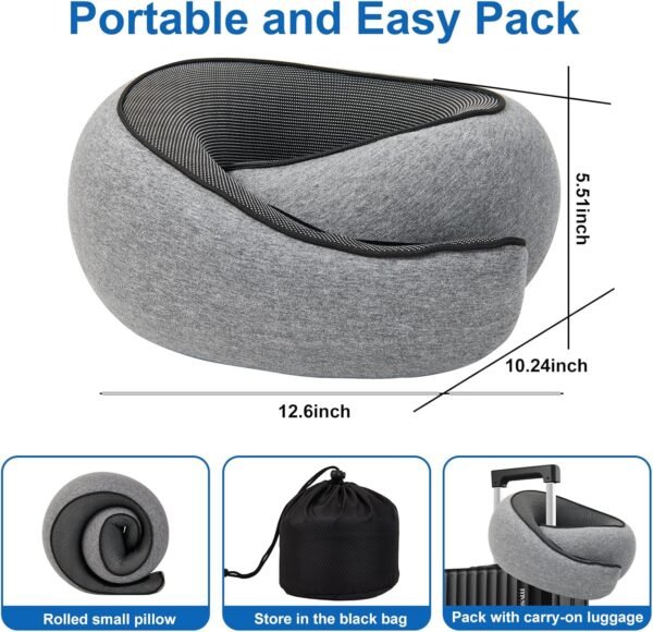 Travel Pillows for Airplanes, Neck Pillows for Travel,2024 New Travel Neck Pillow, Memory Foam Neck Pillow for Traveling Car Aircraft (Grey) - Image 2