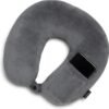 Brookstone Microbead Travel Head and Neck Pillow Lightweight and Plush with Phone or Headphone Pocket, Dark Grey - Image 4