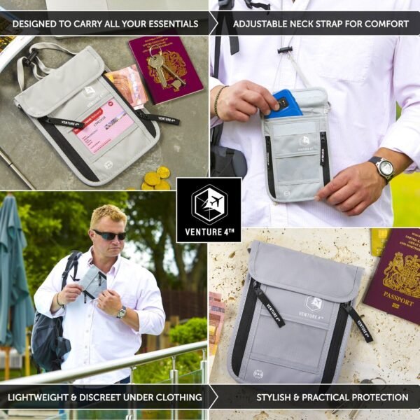 Travel Neck Wallet with RFID Blocking – Passport Holder Neck Pouch for Men and Women to Keep Documents Safe - Image 4