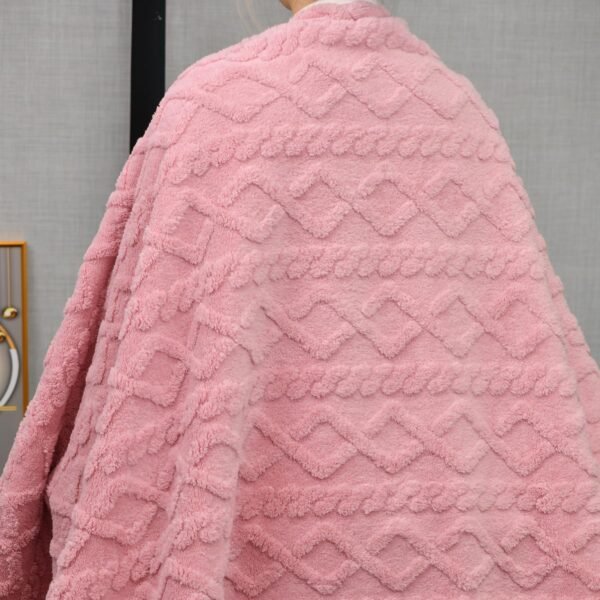 MERRYLIFE Wearable Blanket Angel Wrap Shawl Coral Warm Cozy Sherpa Poncho Blanket with Button for Sofa Bed Office Travel - Image 4