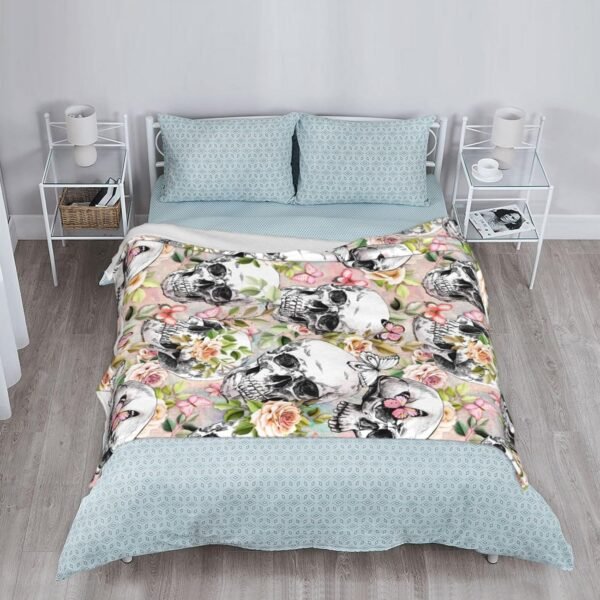 Flower Butterfly Sugar Skull Blanket Throw Blankets Soft Warm Fleece Blanket for Women Men for Gifts Travel Airplane Bed Couch Car 50"x40" - Image 7