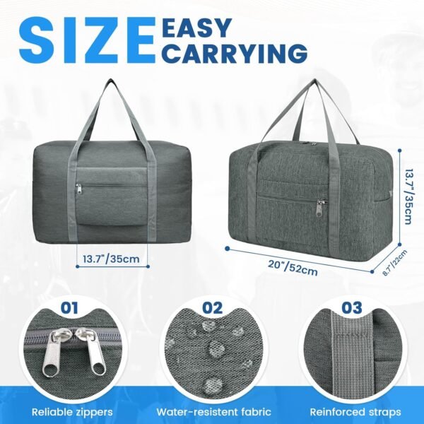 Personal Item Travel Bag, Carry on Tote Bag for Airlines 18x14x8, Weekender Overnight Bags for Men Women Airport Essentials - Image 3